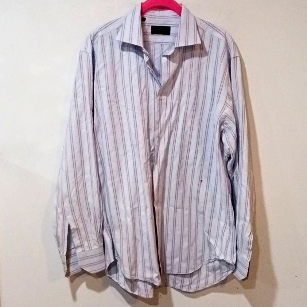 Etro Milano Blue Red stripped dress shirt sz 43